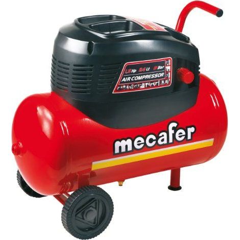 Mecafer – Compresseur horizontal 24 L – 1,5 HP – 8 BAR – Moteur sans huile pour utilisation occasionnelle – Compact et léger (1/5)
