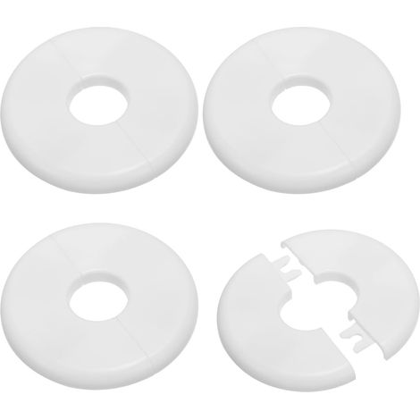 Brida espaciadora de 0,93"/23,5 mm para montaje en pared, paquete de 4 unidades, roseta redonda autoadhesiva de ABS para grifos y tuberías de agua, color blanco (1/5)