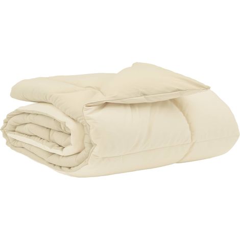 Ganzjahresbettdecke Gepolstert Creme 200 x 240 cm Mikrofaser vidaXL