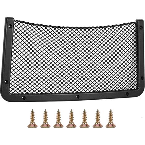 Juego de 2 redes de almacenamiento para coche, organizadores de maletero de 42 x 21 cm, bolsas de almacenamiento multifuncionales para utensilios, autocaravanas, barcos y hogar (red elástica). (1/5)