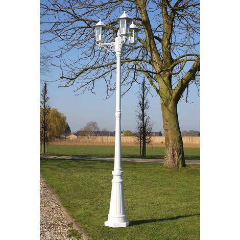 Lampadaire de jardin 3 bras en aluminium blanc – Hauteur 215 cm, IP44, douille E27, max. 60 W par ampoule (non incluse) (1/5)