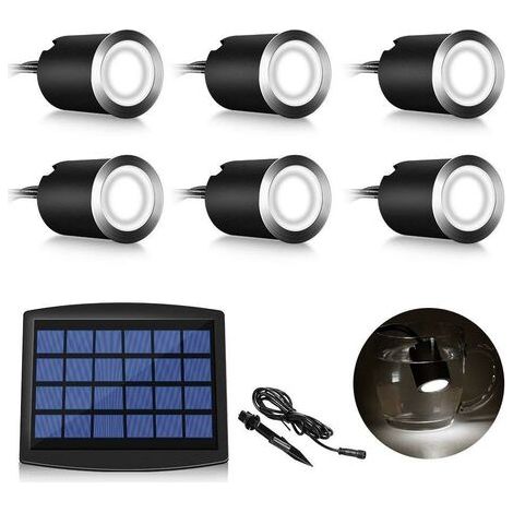 BUNTHAUS Lot de 6 spots LED solaires encastrables IP67 – Étanche 0,2W – Ø 32mm – Lumière 4000K pour extérieur – Installation facile (1/5)