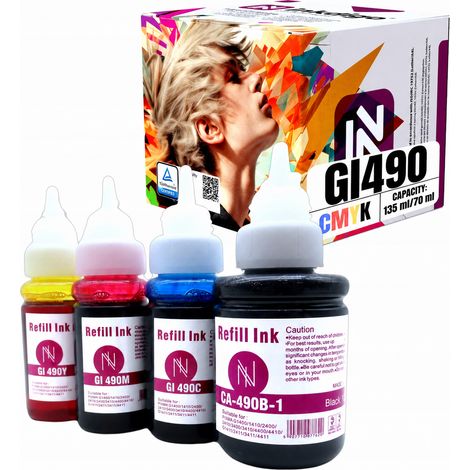Inkdigo GI490XL Tinte kompatibel mit Canon Pixma G1400, G2411, G3411, G1411, TÜV-zertifiziert (1/5)
