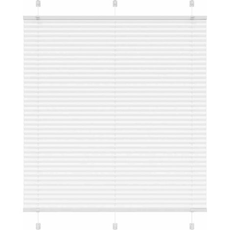 Store plissé blanc 115 x 150 cm en polyester pour fenêtre sans perçage ou avec vis - PANGIVO (1/5)