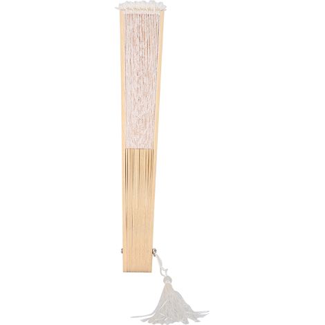 Éventail pliant japonais vintage en dentelle blanche pour décoration - Fait main (1/5)