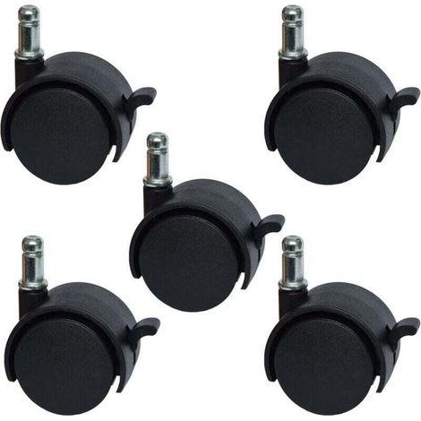 Roulettes de rechange pour chaise de bureau ou tabouret de 5,1 cm - avec frein (lot de 5) (1/4)