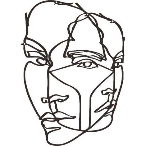 Tableau Mural Métal - Visage Abstrait - Décoration Murale Minimaliste pour Salon Chambre Bureau - 1 Pièce (1/5)