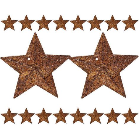 Pendentif étoile métallique marron style champêtre, 36 pièces, motif étoile de grange (1/5)