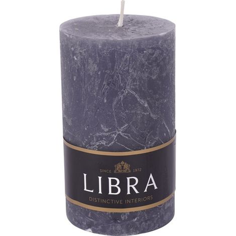 Dark Pewter Rustica Pillar Candle - Paraffin Wax - L7 x W7 x H12 cm - Grey