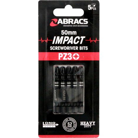 Abracs Impact Screw Driver Bit PZ3 50mm - Box of 5 (1/2)