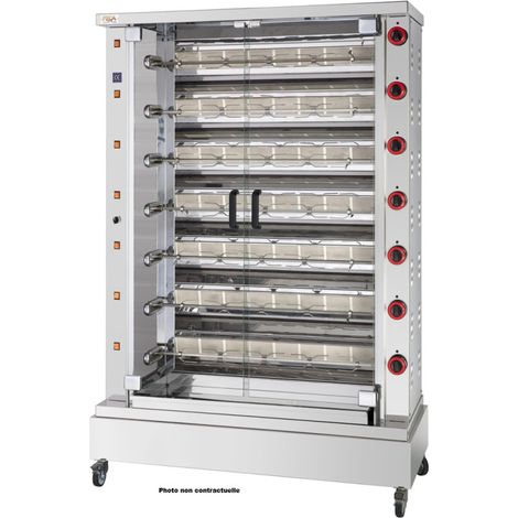 Rôtissoire gaz infrarouge - 48 poulets - 8 broches - 53 000 Kcal/h - DESIN 8 - FECA (1/2)