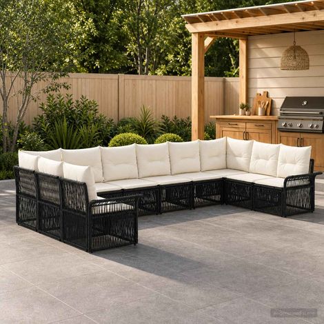 Set Divano da Giardino 10 pcs Nero polyrattan vidaXL (1/5)