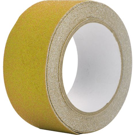 Ruban adhésif antidérapant PVC 5 m x 5 cm, sécurité escalier et sol, décoration intérieure (jaune vif) (1/5)