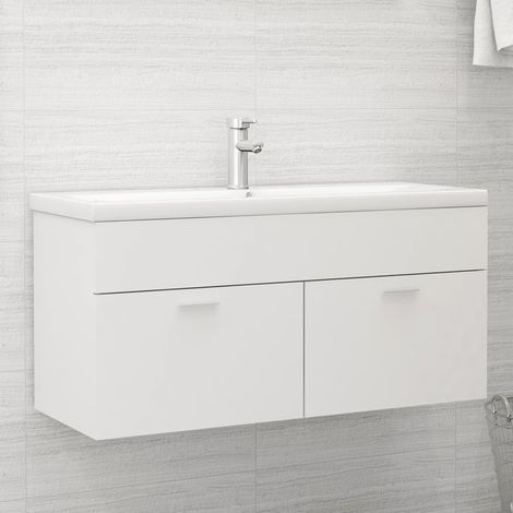 Meuble sous lavabo Meuble sous vasque - Blanc 100x38,5x46 cm Aggloméré BV462401 - BonneVie (1/5)