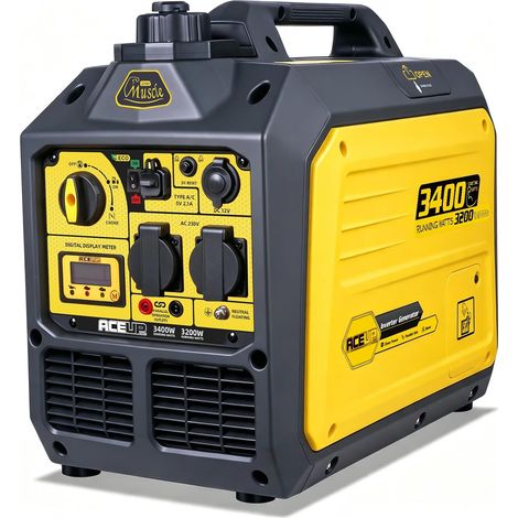 3400W Inverter Generator Gasoline Generator Silent with 230V 12V USB 4-Stroke 5 Litre Tank for Camping Caravan Home (1/5)