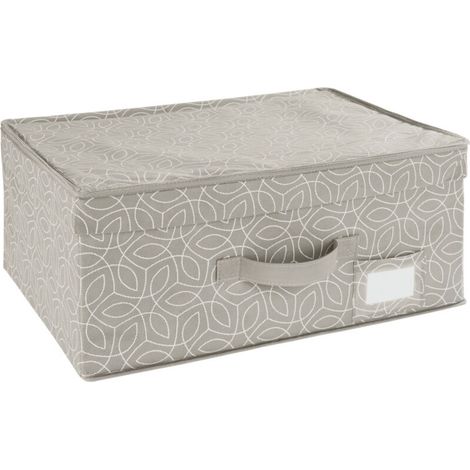 Boîte de rangement en tissu polaire respirant – Dimensions 44 x 33 x 19 cm – Couvercle et fenêtre de marquage pour identification facile