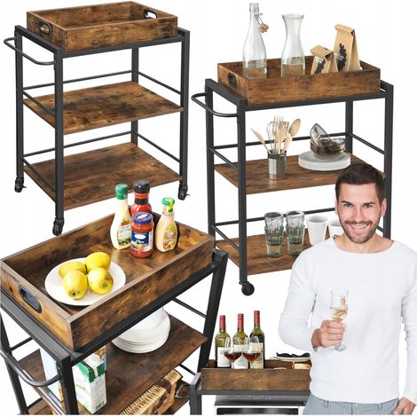 Mueble de cocina con ruedas. Carro de cocina móvil con 3 estantes y bandeja extraíble. (1/5)