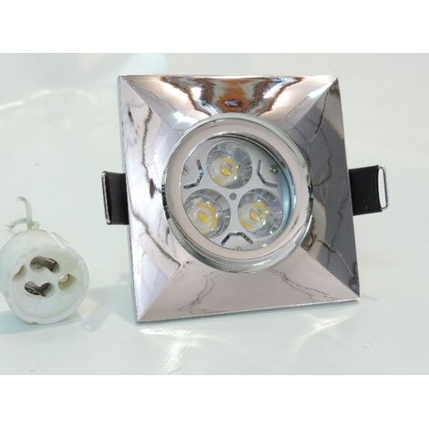 Spot LED encastré carré 84X84mm chrome orientable 25° lampe 9W blanc chaud 2700K GU10 230V ONE-FOR-ALL BRUMBERG 2111.02