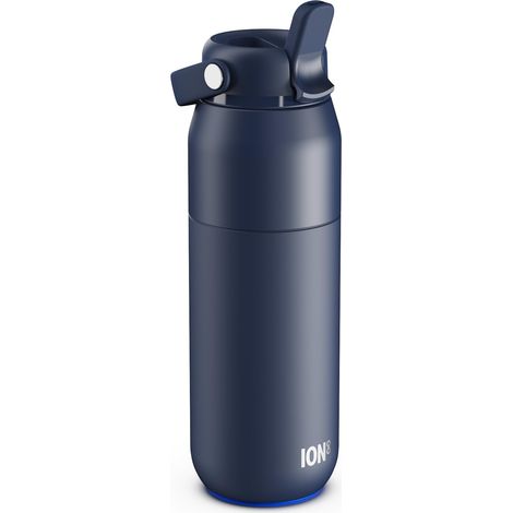 Gourde Isotherme 540 ml (18 oz)- Bouteille Étanche en Acier Inoxydable avec Couvercle Paille, Débit Rapide, Pour Boissons Froides, Format Porte-Gobelet, Bleu Marine (1/5)