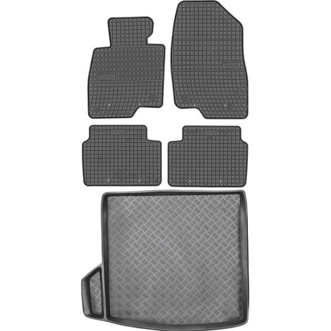 Ensemble de tapis de sol en caoutchouc + tapis de coffre pour Mazda 3 III Berline (2013-2018). (1/5)