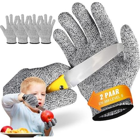 2 Pairs Kids Sculpting Gloves, Level 5 Cut Protection Gloves for Ages 3-6 Years, 6-9 Years, 9-14 Years (1/5)
