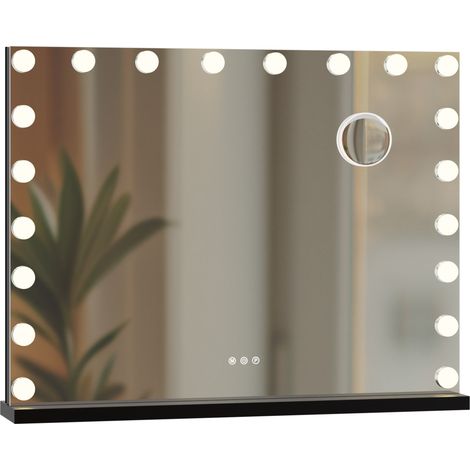 Espejo de maquillaje profesional 62x80x14 cm – Luz LED y lupa marco de metal negro 100008961 (1/2)