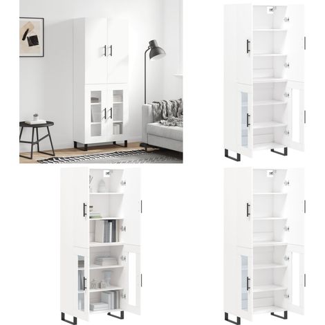Highboard Weiß 69,5x34x180 cm Holzwerkstoff - Sideboard - Hochboard - Wohnraumorganisation - Regal - Eichefarben - Home & Living (1/5)