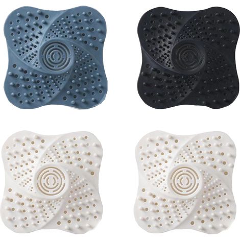 Filtre À Cheveux - TPR - 13 x 13 cm - Pour Siphon De Douche - Lot De 4 (1/5)