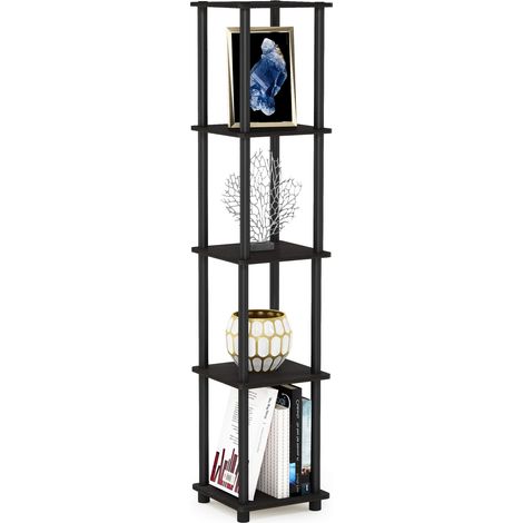 Étagère d'Angle Carrée à 5 Niveaux, Bois, Expresso, Taille Unique, dense, Espresso/Noir, One Size (1/5)