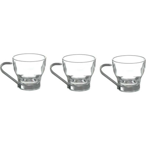 Lot de 3 tasses espresso - 8 cl - Verre et métal - Livraison gratuite