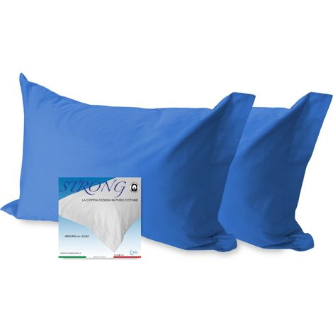 COPPIA federa per GUANCIALE STRONG tinta unita BLUETTE cm. 52X82