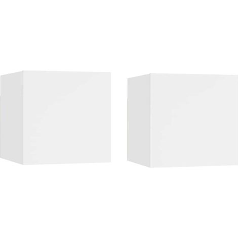 vidaXL Mesitas de noche 2 uds madera ingeniería blanca 30,5x30x30 cm (1/4)