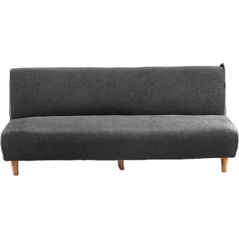 Funda elástica suave para sofá cama futón sin reposabrazos, gris oscuro, tamaño mediano.
