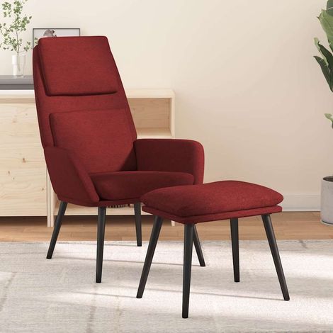 vidaXL Chaise de relaxation avec tabouret Rouge bordeaux Tissu (1/5)