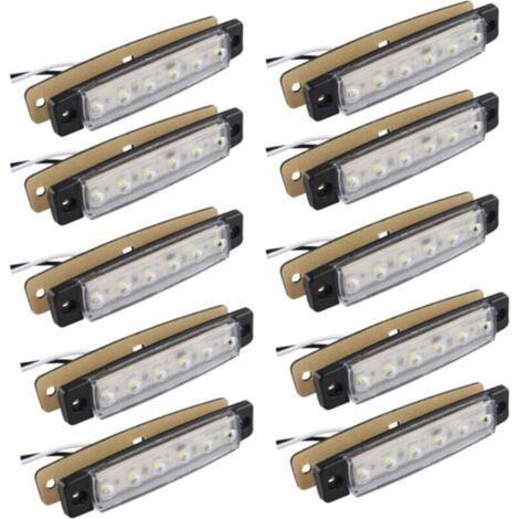 Lot de 10 feux de position latéraux 12V – 6 SMD LED étanches – Dimensions 98x20x10mm – Longueur de fil 248mm pour remorque et camion - 10pcs (1/5)