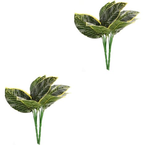 12pièces Feuillage Artificiel Décoratif Simulées Plantes Vertes Bonsai pour Maison Et Bureau (1/5)