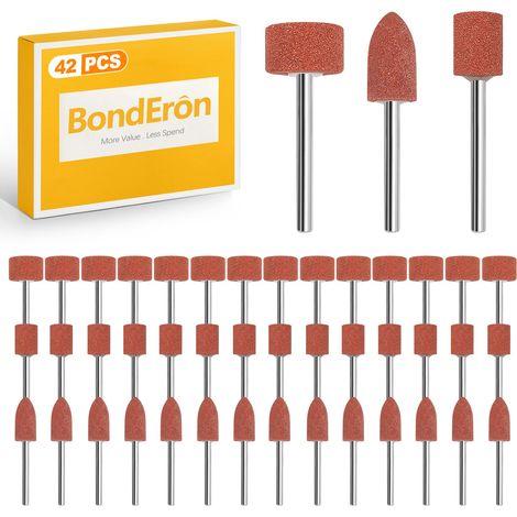 Lot de 42 embouts de meulage en corindon - Pour perceuse, visseuse sans fil, outil rotatif - Pour poncer, polir, ébavurer, bois, pierre, métal - Accessoires de bricolage (1/5)