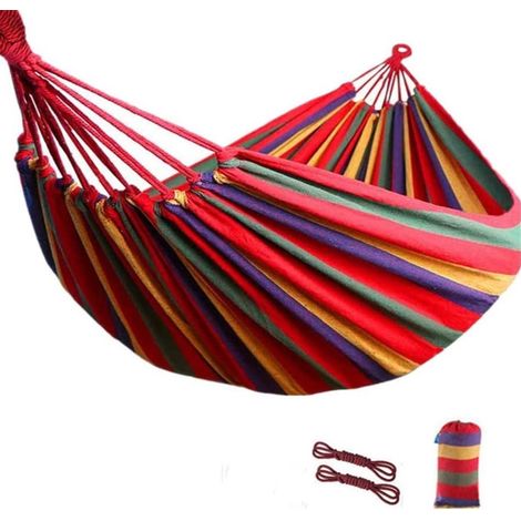 Hamac 1 personne - Hamac en coton de luxe - Hamac simple pour l'extérieur et l'intérieur - Avec sac de rangement - 200 x 80 cm - Couleur (1/5)
