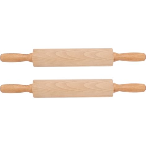 Dieses Set aus 2 Nudelhölzern aus robustem Buchenholz verfügt über einen komfortablen Griff und ein kompaktes, flaches Design und ist ideal zum Backen von Kuchen zu Hause. (1/5)