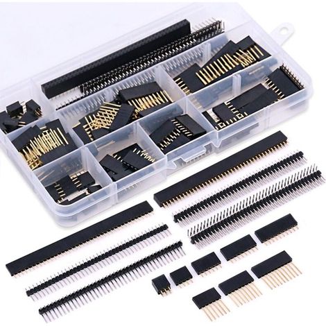 Lot de 112 barrettes mâles et femelles de 2 54 mm - 100 barrettes de bouclier empilables et 12 barrettes de broches PCB pour Arduino prototype Shield (1/4)