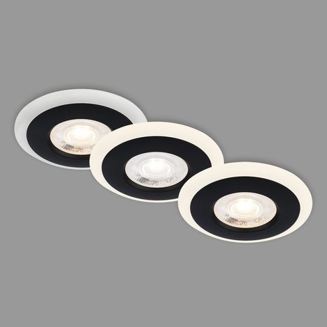 Set de 3 lampes à encastrer au plafond LED, anneau lumineux LED, lampes à encastrer plates LED, spot à encastrer salle de bain, spot à encastrer salle de bain IP44, noir, 84x34 mm (DxH) (1/5)