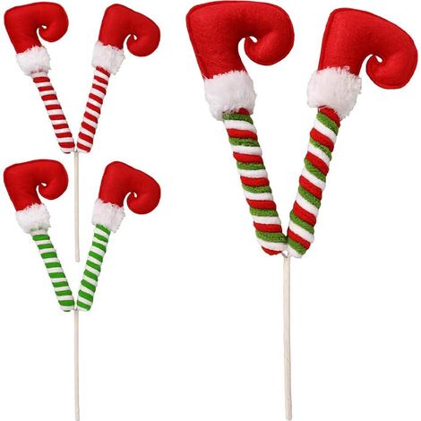 Pieds pour Noël,Piceaux pour Pieds de Noël  Ornement d’Arbre de  farcis - de Jambes en Peluche rayés pour décorations de Maison de fête d'arbre de noël (1/5)