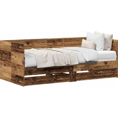 Daybed with Headboard Old Wood 90 x 190 cm Engineered Wood vidaXL (1/5)