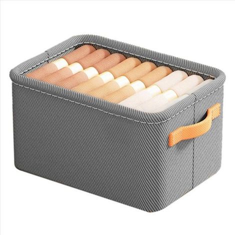 Organiseur de Placard - Boîte de Rangement Pliable en Tissu avec Anneaux en Acier - Pour Vêtements et Pantalons - Lot de 3 (1/4)