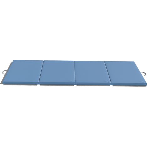 Tapis de gymnastique pliable et épais - 240 x 120 x 5 cm, bleu clair - Pour yoga, fitness, pilates - Grand confort et antidérapant - Design portable (1/5)