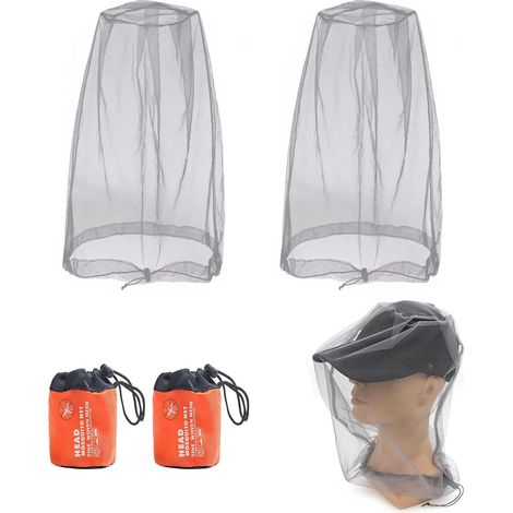 2-teiliges Moskitonetz für den Kopf, Moskitoschutznetz mit Tragetasche, Anti-Moskito-Hutmaske für Camping, Dschungelwanderungen und Kletterausrüstung