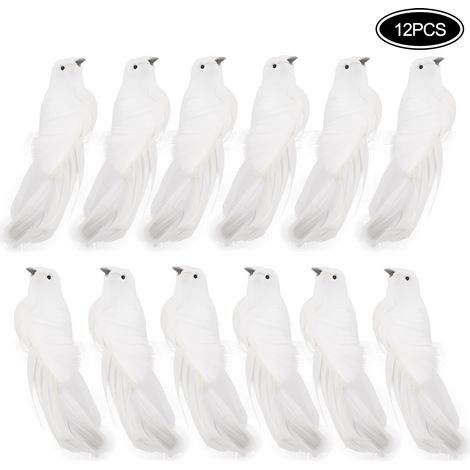 Oiseaux artificiels de noël, Simulation en mousse, colombe blanche, décoration d'arbre, fausses plumes, pour décoration de fête de vacances (1/5)