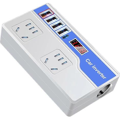 Kfz-Stromwandler 12 V/24 V Gleichstrom auf 220 V Wechselstrom, 2000 W, mit 4 USB-Anschlüssen und Digitalanzeige. Kfz-Netzteil, B (1/5)