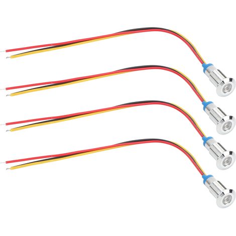 Lot de 4 voyants LED métalliques à cathode commune, composants de contrôle industriel, 8 mm, 12-24 V, rouge et jaune (1/5)