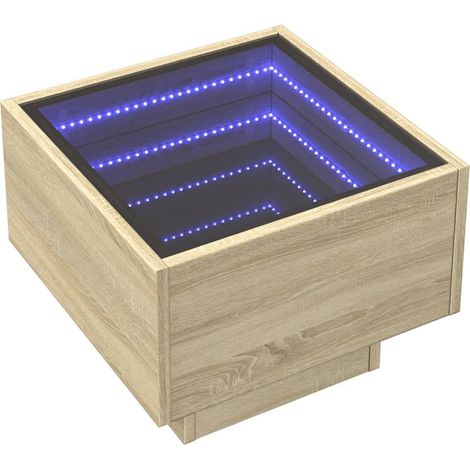 Comodino con specchio LED 40 x 40 x 30 cm in derivati del legno e vetro DEC033143